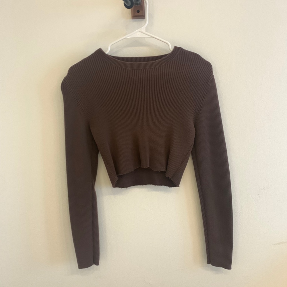 BROWN CROPPED LONG SLEEVE